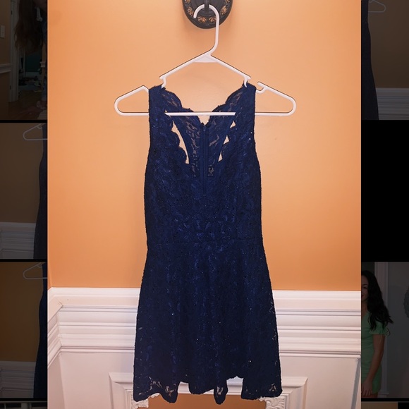 Navy blue homecoming/formal dance dress w glitter - Picture 2 of 6
